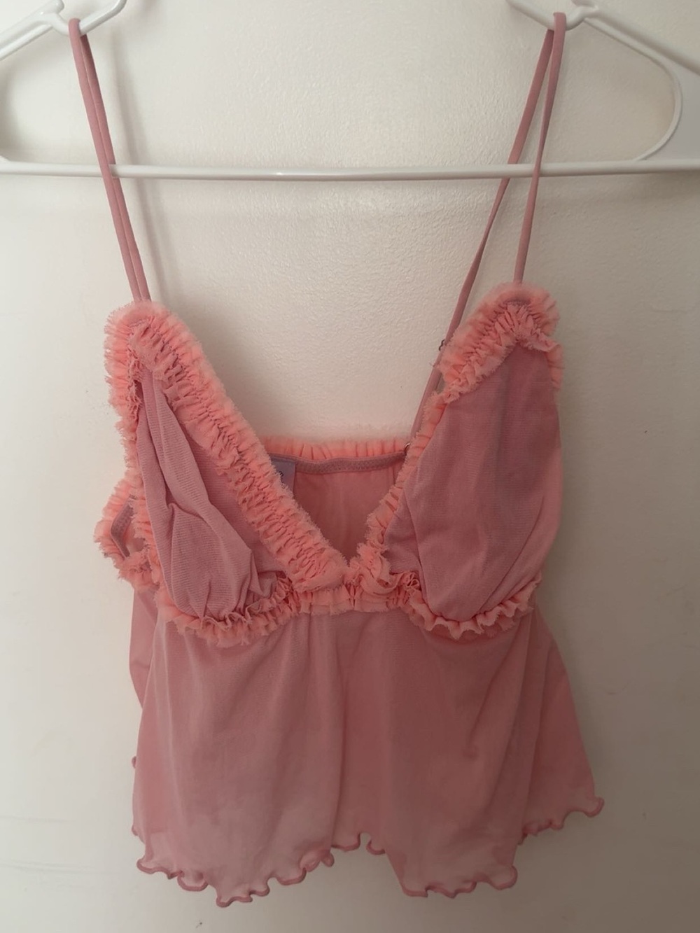 Urban Outfitters Sheer Ruffled Pink Babydoll Camisole